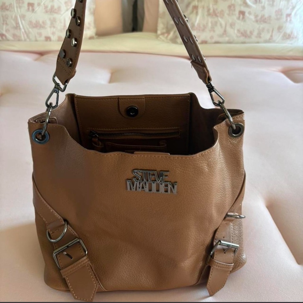 Steve Madden Brown Shoulder Bag with Silver Accents